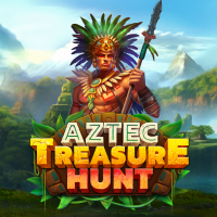 Aztec Treasure Huntスロットゲーム：アステカ寺院を背景に、戦士、仮面、黄金像のシンボルが並び、マネーコレクトシステムが特徴的な画面"