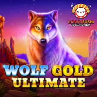 Wolf Gold Ultimateスロットゲーム：北米大草原を背景に、オオカミ、マスタング、ピューマのシンボルが並び、マルチグリッドリスピン機能が特徴的な画面