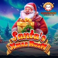 "Santa's Xmas Rushスロットゲーム：6x6マトリックスのクリスマステーマスロット、雪の結晶とミニリール機能搭載"